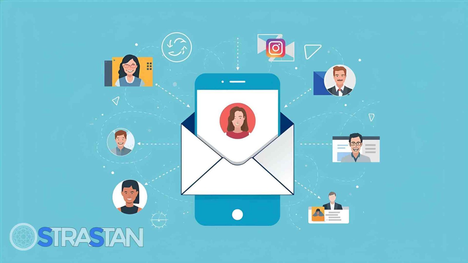 An illustration showing a mobile phone at the center, surrounded by various user profiles and social media icons, representing enhanced user engagement and app ROI.