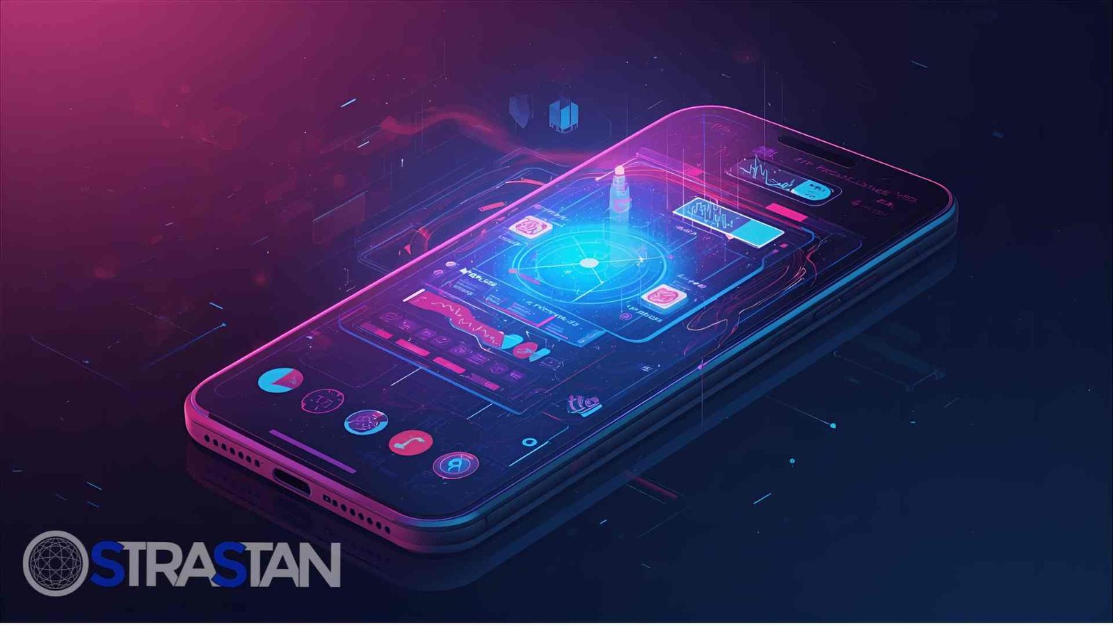 A team of diverse professionals collaborating on a large digital screen with charts and data, highlighting the collaborative effort required to understand and implement web development trends 2025.