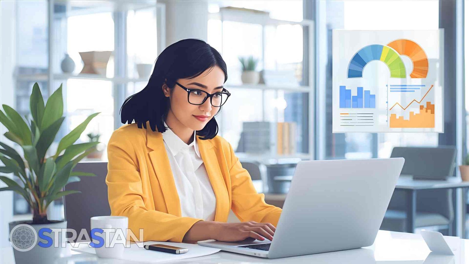 A vibrant, futuristic illustration of a smartphone displaying a web app interface, highlighting the importance of a user-centric design in a web app development company guide.