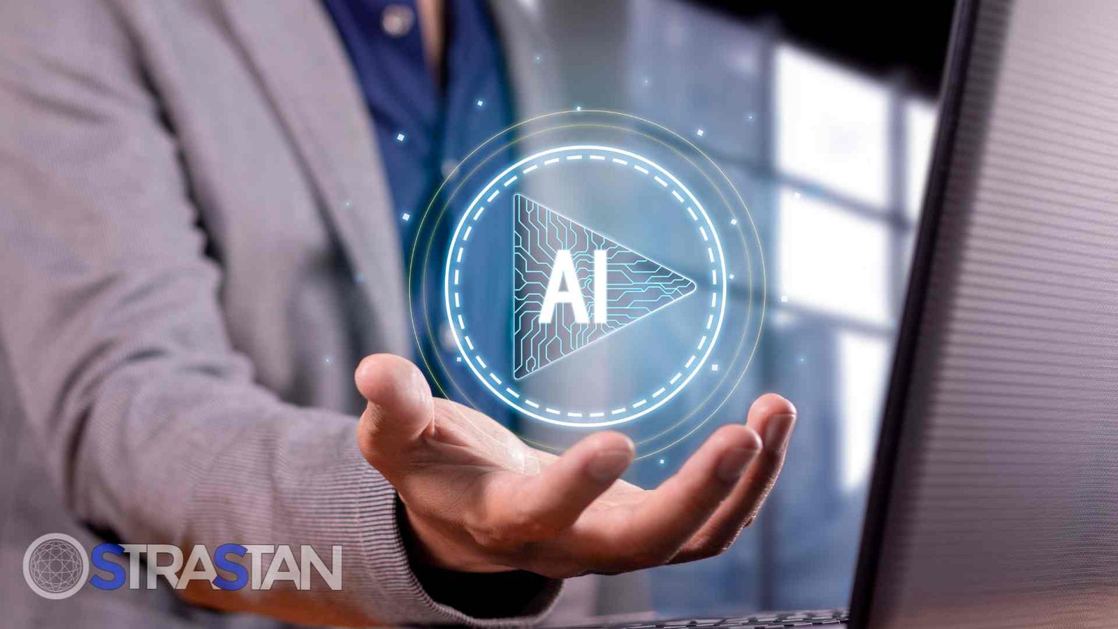 A futuristic image of a robotic hand interacting with a glowing digital screen, representing how AI automation tools are revolutionizing business and technology.